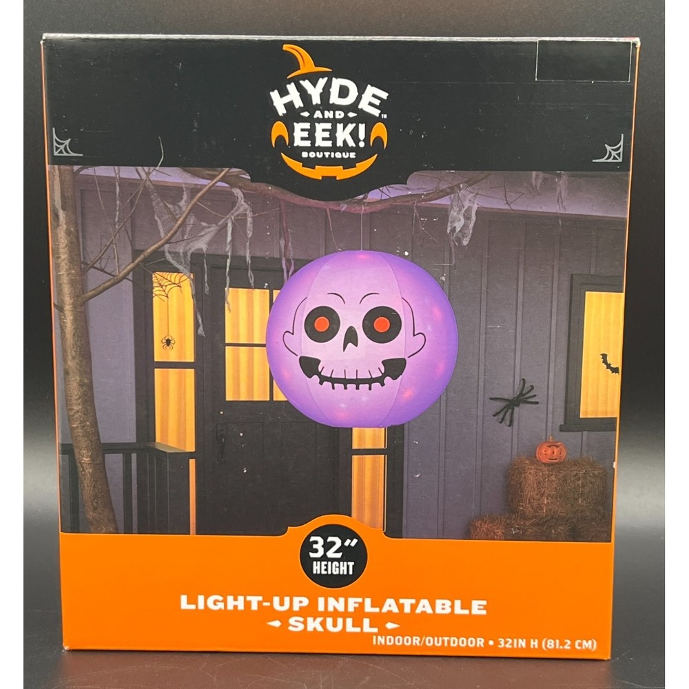 Target Hyde & Eek ~ 32" Light up Inflatable Skull Indoor/Outdoor Halloween ~ NEW